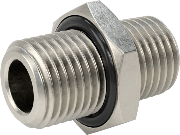 Minyatür Orta Basınçlı 303 Paslanmaz Çelik Boru Bağlantı Parçası, Düz Adaptör, 1/4 NPT Erkek x 1/4 BSPP Erkek