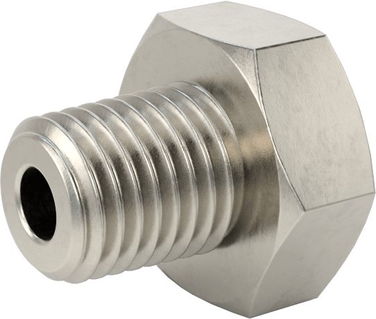 Minyatür Orta Basınçlı 303 Paslanmaz Çelik Boru Bağlantı Parçası, Düz Adaptör, M5 x 0,8 mm Dişi x 1/16 NPT Erkek