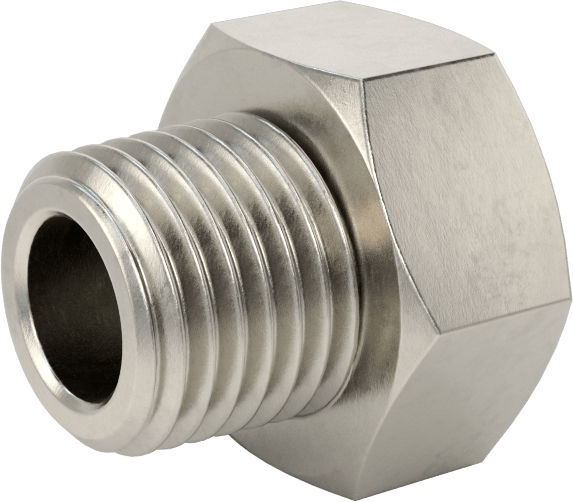 Minyatür Orta Basınçlı 303 Paslanmaz Çelik Boru Bağlantı Parçası, Düz Adaptör, M5 x 0,8 mm Dişi x 1/4 NPT Erkek