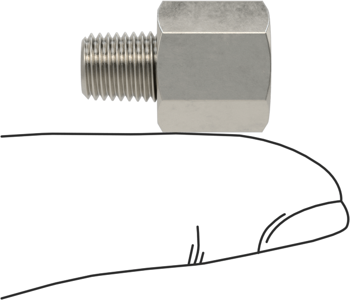Minyatür Orta Basınçlı 303 Paslanmaz Çelik Boru Bağlantı Parçası, Düz Adaptör, M6 x 1 mm Dişi x 1/16 NPT Erkek