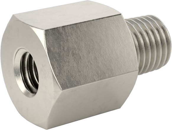 Minyatür Orta Basınçlı 303 Paslanmaz Çelik Boru Bağlantı Parçası, Düz Adaptör, M6 x 1 mm Dişi x 1/16 NPT Erkek