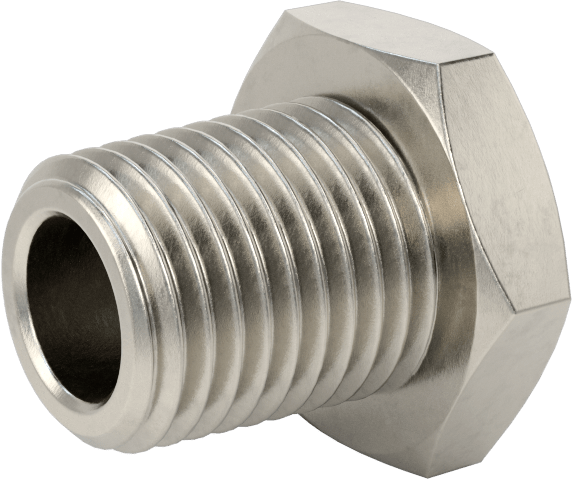Minyatür Orta Basınçlı 303 Paslanmaz Çelik Boru Bağlantı Parçası, Düz Adaptör, M6 x 1 mm Dişi x 1/4 NPT Erkek