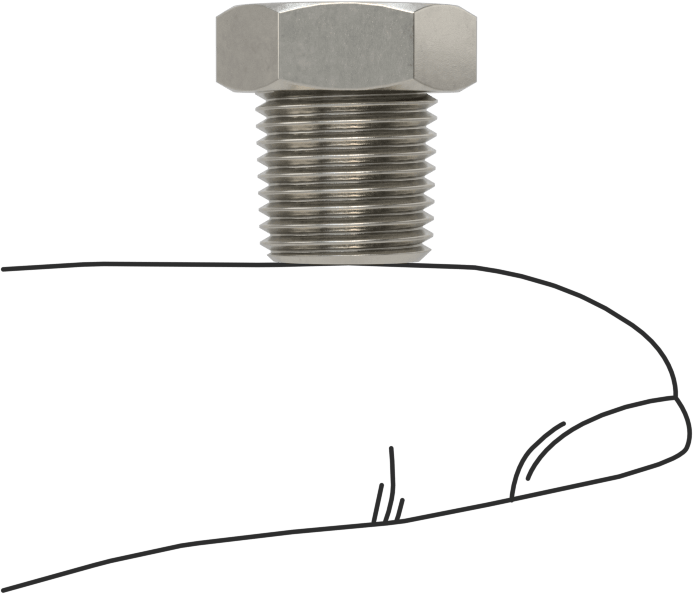 Minyatür Orta Basınçlı 303 Paslanmaz Çelik Boru Bağlantı Parçası, Düz Adaptör, M6 x 1 mm Dişi x 1/8 NPT Erkek