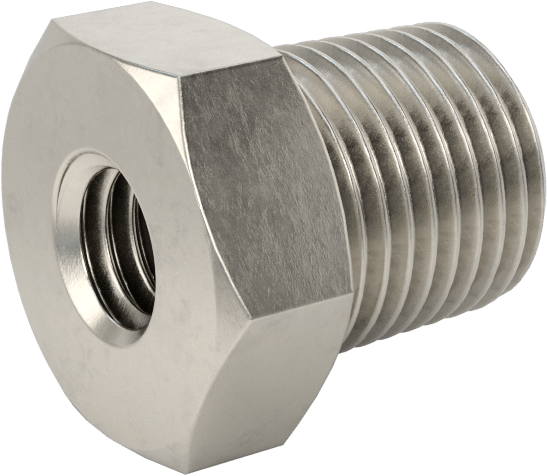 Minyatür Orta Basınçlı 303 Paslanmaz Çelik Boru Bağlantı Parçası, Düz Adaptör, M6 x 1 mm Dişi x 1/8 NPT Erkek