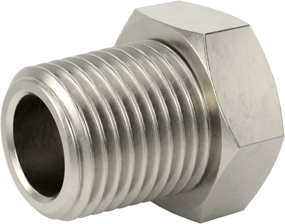 Minyatür Orta Basınçlı 303 Paslanmaz Çelik Boru Bağlantı Parçası, Düz Adaptör, M6 x 1 mm Dişi x 1/8 NPT Erkek