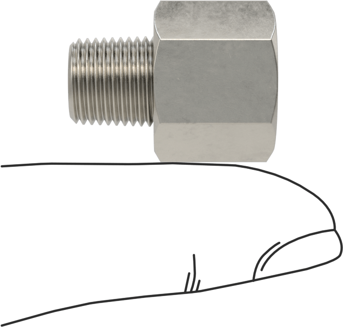 Minyatür Orta Basınçlı 303 Paslanmaz Çelik Boru Bağlantı Parçası, Adaptör, M10 x 1,25 mm Dişi x 1/8 NPT Erkek
