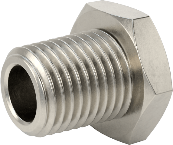 Minyatür Orta Basınçlı 303 Paslanmaz Çelik Boru Bağlantı Parçası, Adaptör, M10 x 1,25 mm Dişi x 1/4 NPT Erkek