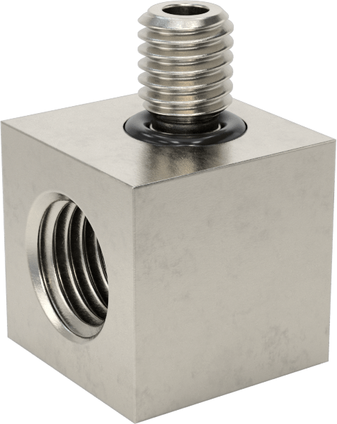 Minyatür Orta Basınçlı 303 Paslanmaz Çelik Boru Bağlantı Parçası, 90 Derece Adaptör, 1/16 NPT Dişi x M5 x 0,8 mm Erkek