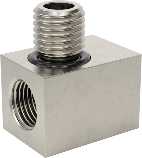 Minyatür Orta Basınçlı 303 Paslanmaz Çelik Boru Bağlantı Parçası, 90 Derece Adaptör, 1/8 NPT Dişi x M10 x 1,25 mm Erkek