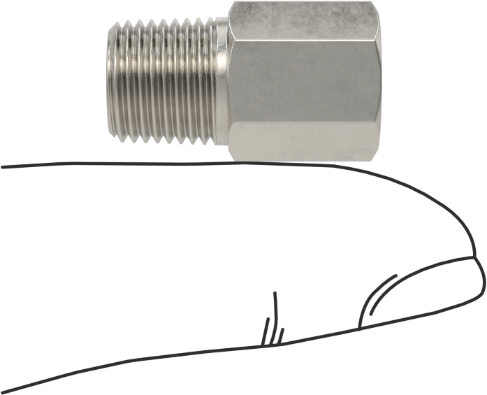 Minyatür Orta Basınçlı 303 Paslanmaz Çelik Boru Bağlantı Parçası, Burç Adaptörü, 1/8 NPT Erkek x 1/4"-28 Dişi