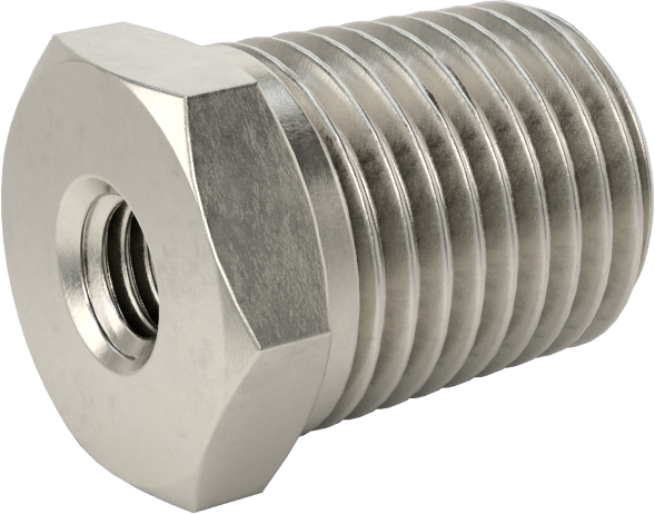 Minyatür Orta Basınçlı 303 Paslanmaz Çelik Boru Bağlantı Parçası, Burç Adaptörü, 1/4 NPT Erkek x 1/4"-28 Dişi