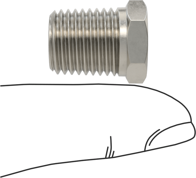 Minyatür Orta Basınçlı 303 Paslanmaz Çelik Boru Bağlantı Parçası, Burç Adaptörü, 1/4 NPT Erkek x 1/4"-28 Dişi