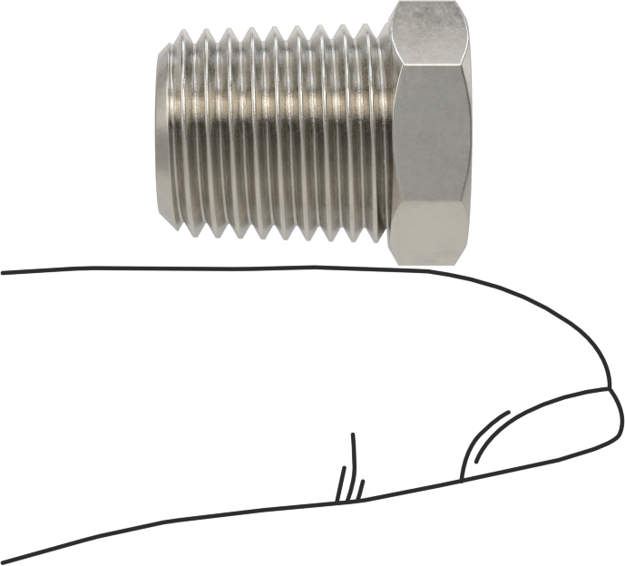 Minyatür Orta Basınçlı 303 Paslanmaz Çelik Boru Bağlantı Parçası, Burç Adaptörü, 1/4 NPT Erkek x 1/16 NPT Dişi