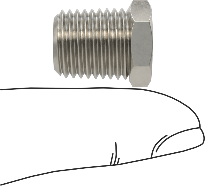 Minyatür Orta Basınçlı 303 Paslanmaz Çelik Boru Bağlantı Parçası, Burç Adaptörü, 1/4 NPT Erkek x 1/8 NPT Dişi