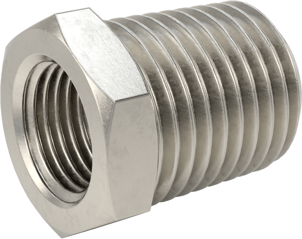 Minyatür Orta Basınçlı 303 Paslanmaz Çelik Boru Bağlantı Parçası, Burç Adaptörü, 1/4 NPT Erkek x 1/8 NPT Dişi