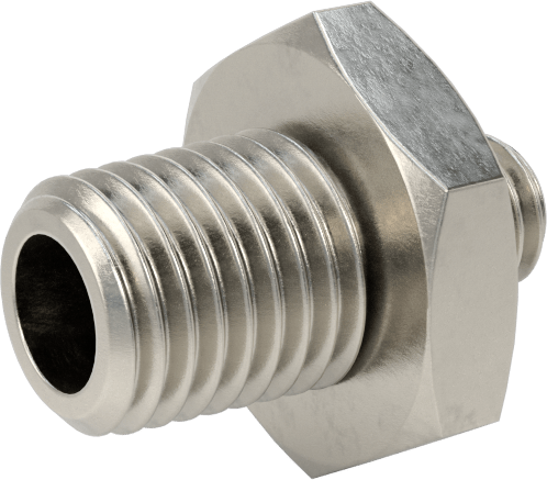 Minyatür Orta Basınçlı 303 Paslanmaz Çelik Boru Bağlantı Parçası, Adaptör, 1/16 NPT Erkek x 10-32 Erkek