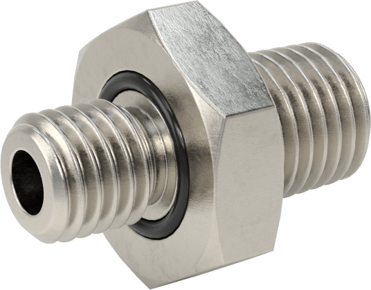 Minyatür Orta Basınçlı 303 Paslanmaz Çelik Boru Bağlantı Parçası, Adaptör, 1/16 NPT Erkek x 1/4"-28 Erkek