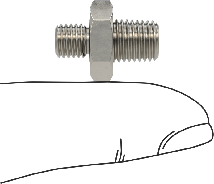Minyatür Orta Basınçlı 303 Paslanmaz Çelik Boru Bağlantı Parçası, Adaptör, 1/16 NPT Erkek x 1/4"-28 Erkek