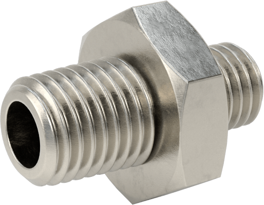 Minyatür Orta Basınçlı 303 Paslanmaz Çelik Boru Bağlantı Parçası, Adaptör, 1/16 NPT Erkek x 1/4"-28 Erkek