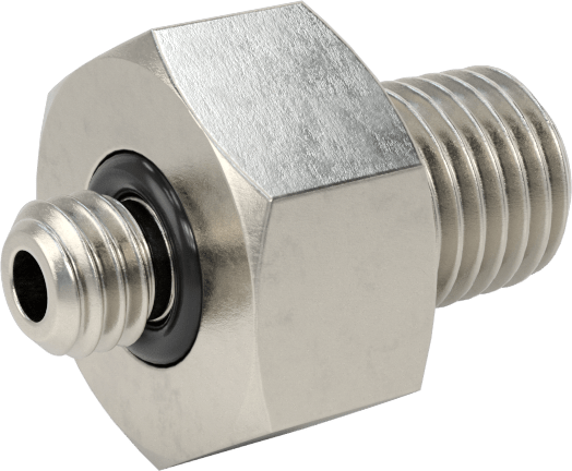 Minyatür Orta Basınçlı 303 Paslanmaz Çelik Boru Bağlantı Parçası, Adaptör, 1/16 NPT Erkek x M5 x 0,8 mm Erkek