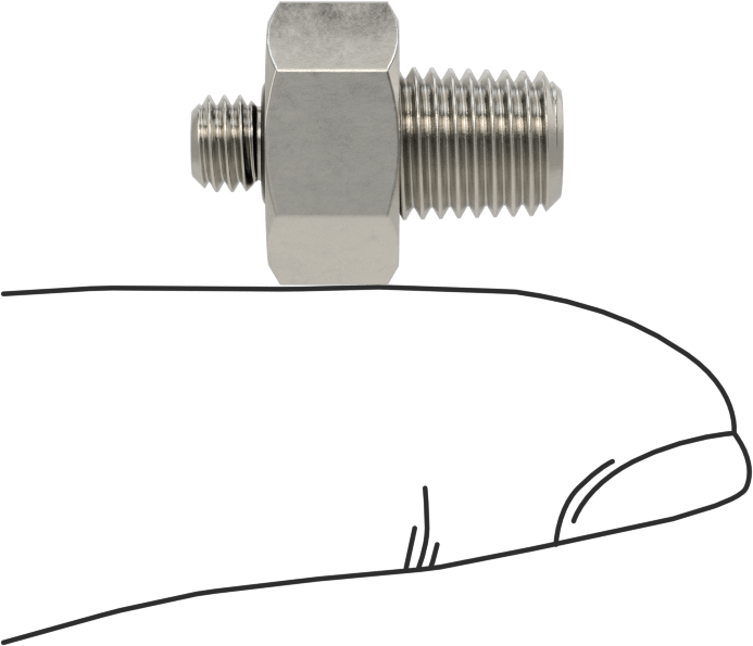 Minyatür Orta Basınçlı 303 Paslanmaz Çelik Boru Bağlantı Parçası, Adaptör, 1/16 NPT Erkek x M5 x 0,8 mm Erkek