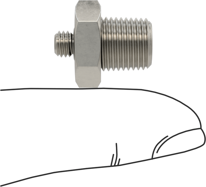 Minyatür Orta Basınçlı 303 Paslanmaz Çelik Boru Bağlantı Parçası, Adaptör, 1/8 NPT Erkek x M5 x 0,8 mm Erkek