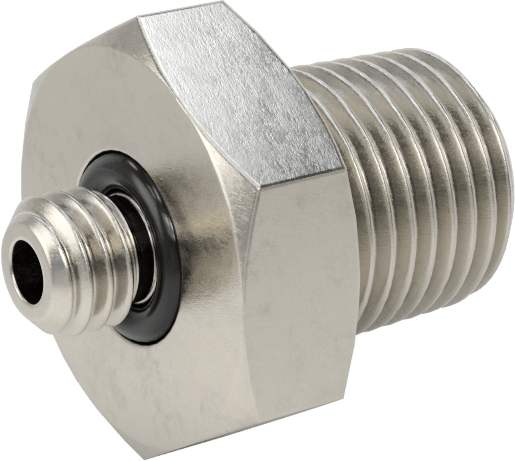 Minyatür Orta Basınçlı 303 Paslanmaz Çelik Boru Bağlantı Parçası, Adaptör, 1/8 NPT Erkek x M5 x 0,8 mm Erkek