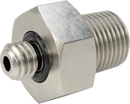Minyatür Orta Basınçlı 303 Paslanmaz Çelik Boru Bağlantı Parçası, Düz Adaptör, 1/8 NPT Erkek x M6 x 1 mm Erkek