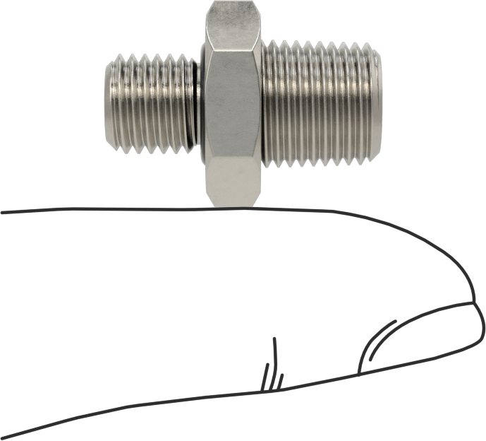 Minyatür Orta Basınçlı 303 Paslanmaz Çelik Boru Bağlantı Parçası, Düz Adaptör, 1/8 NPT Erkek x M8 x 1 mm Erkek
