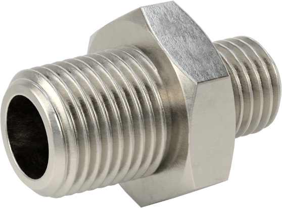 Minyatür Orta Basınçlı 303 Paslanmaz Çelik Boru Bağlantı Parçası, Düz Adaptör, 1/8 NPT Erkek x M8 x 1 mm Erkek