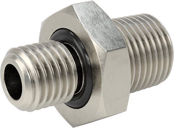 Minyatür Orta Basınçlı 303 Paslanmaz Çelik Boru Bağlantı Parçası, Düz Adaptör, 1/8 NPT Erkek x M8 x 1 mm Erkek
