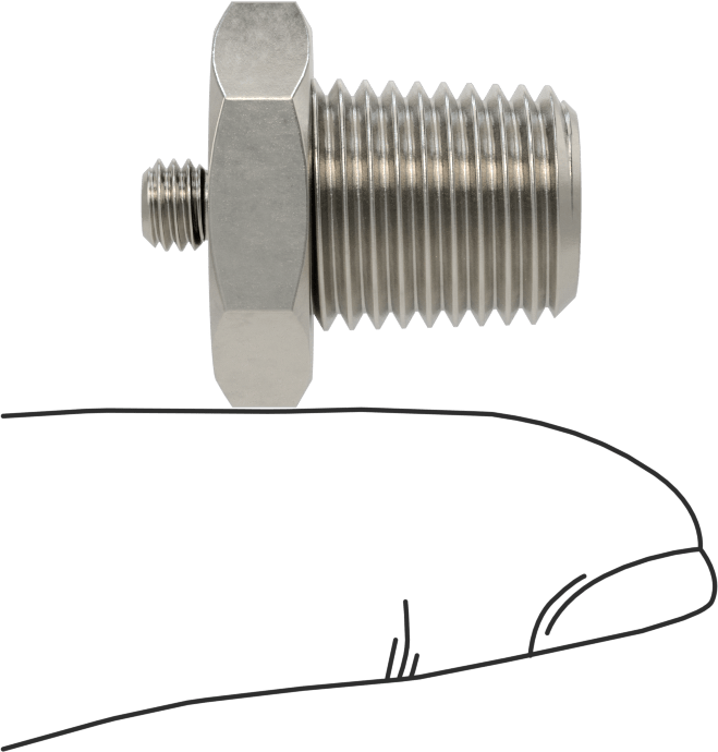 Minyatür Orta Basınçlı 303 Paslanmaz Çelik Boru Bağlantı Parçası, Adaptör, 1/4 NPT Erkek x M5 x 0,8 mm Erkek