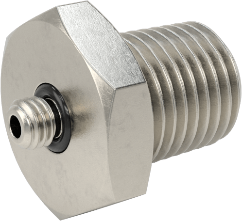 Minyatür Orta Basınçlı 303 Paslanmaz Çelik Boru Bağlantı Parçası, Adaptör, 1/4 NPT Erkek x M5 x 0,8 mm Erkek