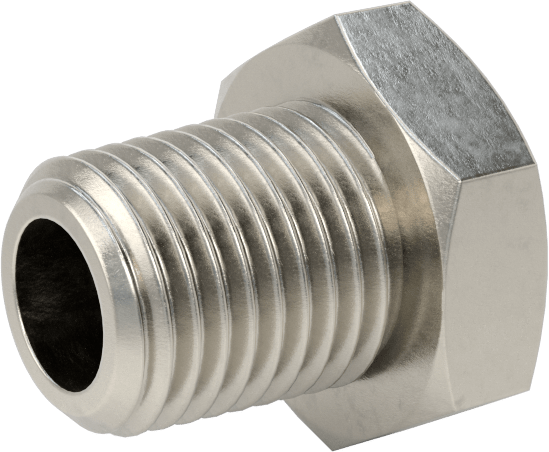 Minyatür Orta Basınçlı 303 Paslanmaz Çelik Boru Bağlantı Parçası, Düz Adaptör, 1/4 NPT Erkek x M6 x 1 mm Erkek