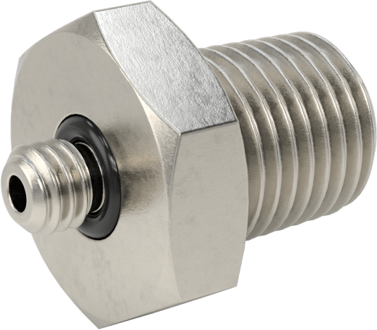 Minyatür Orta Basınçlı 303 Paslanmaz Çelik Boru Bağlantı Parçası, Düz Adaptör, 1/4 NPT Erkek x M6 x 1 mm Erkek