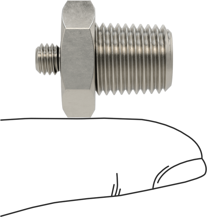 Minyatür Orta Basınçlı 303 Paslanmaz Çelik Boru Bağlantı Parçası, Düz Adaptör, 1/4 NPT Erkek x M6 x 1 mm Erkek