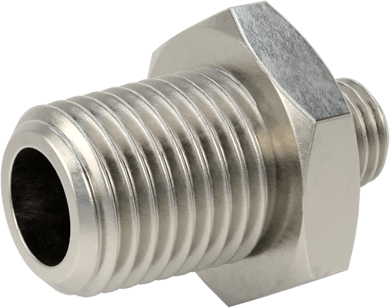 Minyatür Orta Basınçlı 303 Paslanmaz Çelik Boru Bağlantı Parçası, Düz Adaptör, 1/4 NPT Erkek x M8 x 1 mm Erkek
