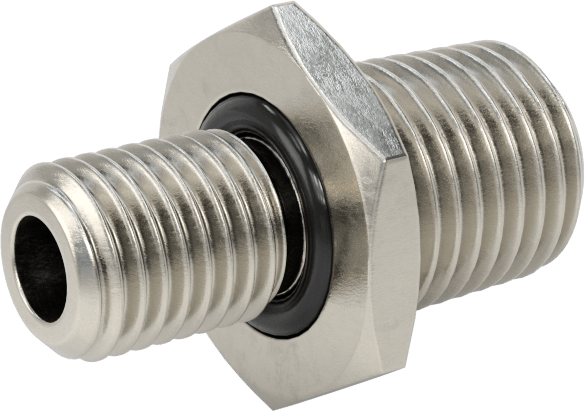 Minyatür Orta Basınçlı 303 Paslanmaz Çelik Boru Bağlantı Parçası, Adaptör, 1/4 NPT Erkek x M10 x 1,25 mm Erkek