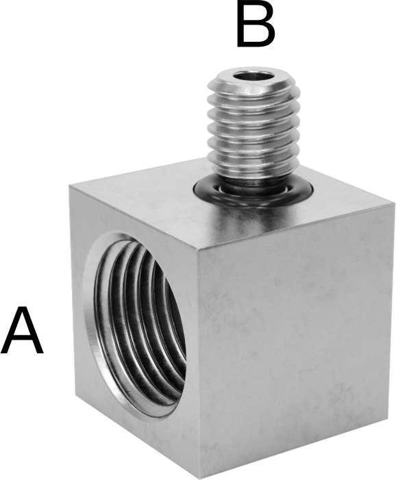Minyatür Orta Basınçlı 303 Paslanmaz Çelik Boru Bağlantı Parçası, 90 Derece Adaptör, 1/8 NPT Dişi x M5 x 0,8 mm Erkek