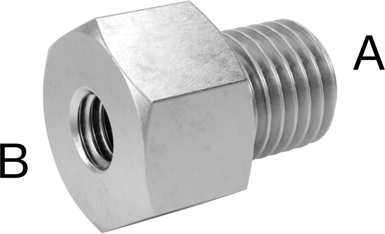Minyatür Orta Basınçlı 303 Paslanmaz Çelik Boru Bağlantı Parçası, Burç Adaptörü, M8 x 1 mm Erkek x 10-32 Dişi
