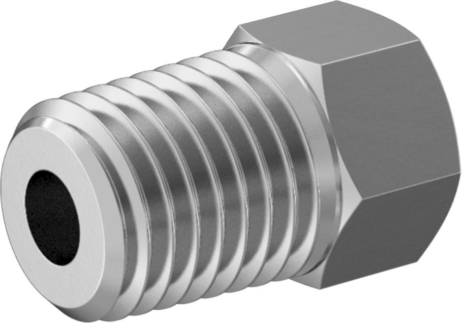 Minyatür Orta Basınçlı 303 Paslanmaz Çelik Boru Bağlantı Parçası, Burç Adaptörü, 1/16 NPT Erkek x 10-32 Dişi