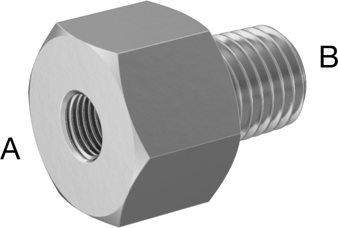 Minyatür Orta Basınçlı 303 Paslanmaz Çelik Boru Bağlantı Parçası, Düz Adaptör, M5 x 0,8 mm Dişi x 1/16 NPT Erkek