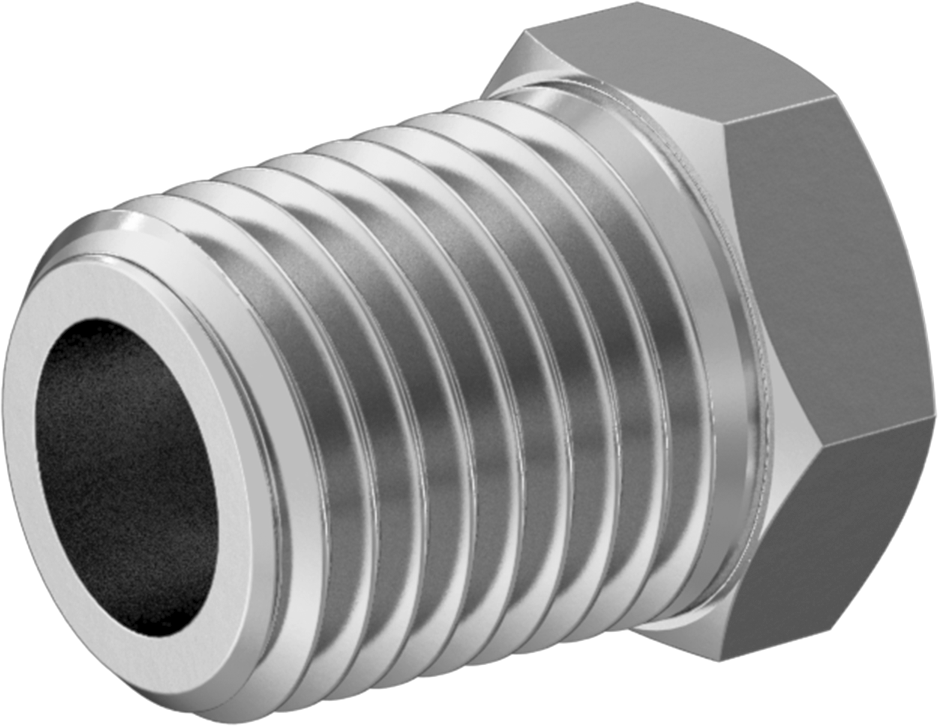 Minyatür Orta Basınçlı 303 Paslanmaz Çelik Boru Bağlantı Parçası, Burç Adaptörü, 1/4 NPT Erkek x 10-32 Dişi