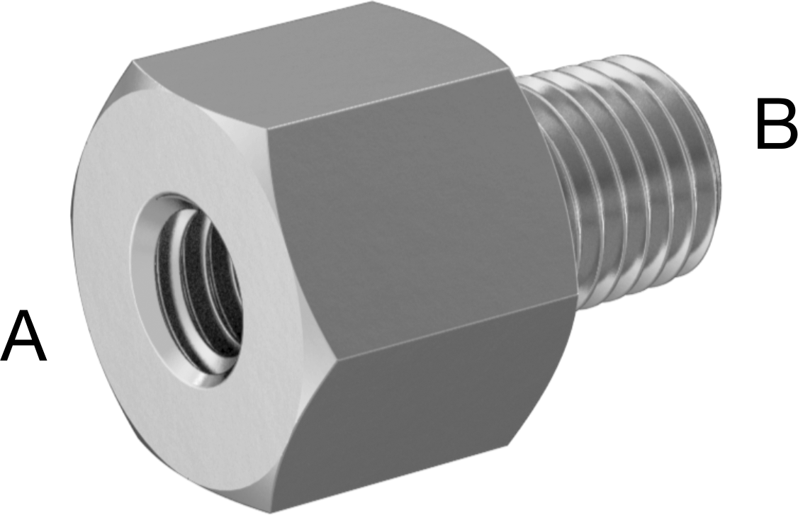 Minyatür Orta Basınçlı 303 Paslanmaz Çelik Boru Bağlantı Parçası, Düz Adaptör, M6 x 1 mm Dişi x 1/16 NPT Erkek