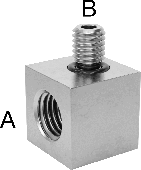 Minyatür Orta Basınçlı 303 Paslanmaz Çelik Boru Bağlantı Parçası, 90 Derece Adaptör, 1/16 NPT Dişi x M5 x 0,8 mm Erkek