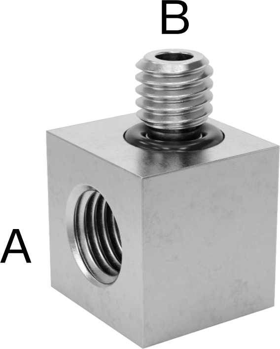 Minyatür Orta Basınçlı 303 Paslanmaz Çelik Boru Bağlantı Parçası, 90 Derece Adaptör, 1/16 NPT Dişi x M6 x 1 mm Erkek