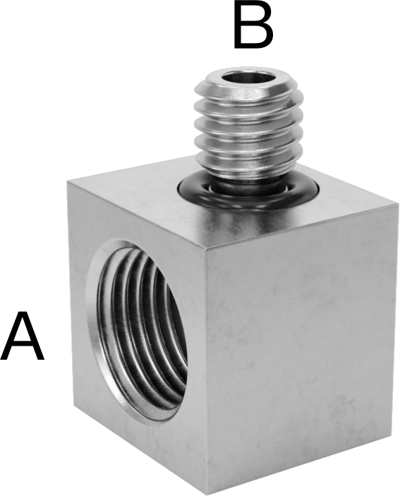 Minyatür Orta Basınçlı 303 Paslanmaz Çelik Boru Bağlantı Parçası, 90 Derece Adaptör, 1/8 NPT Dişi x M6 x 1 mm Erkek