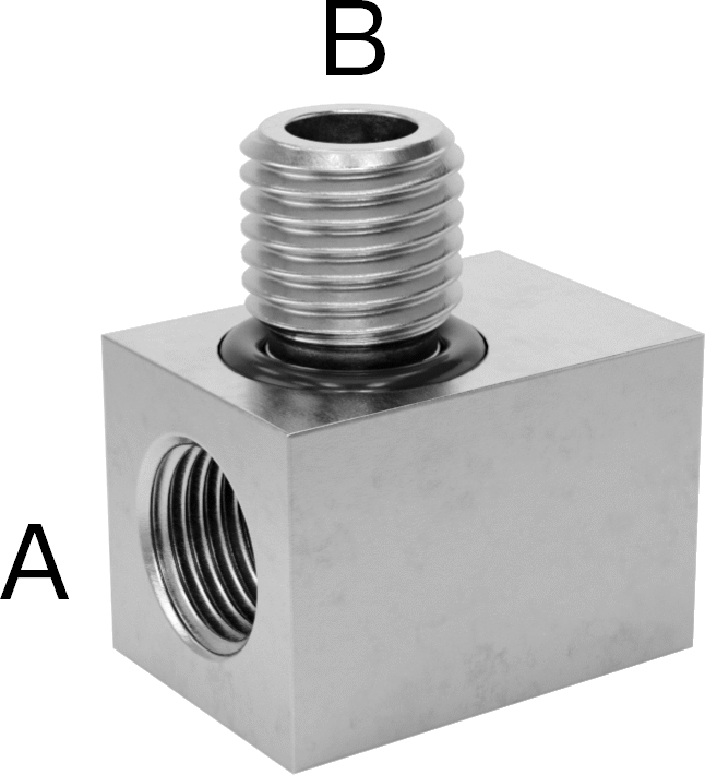 Minyatür Orta Basınçlı 303 Paslanmaz Çelik Boru Bağlantı Parçası, 90 Derece Adaptör, 1/8 NPT Dişi x M10 x 1,25 mm Erkek