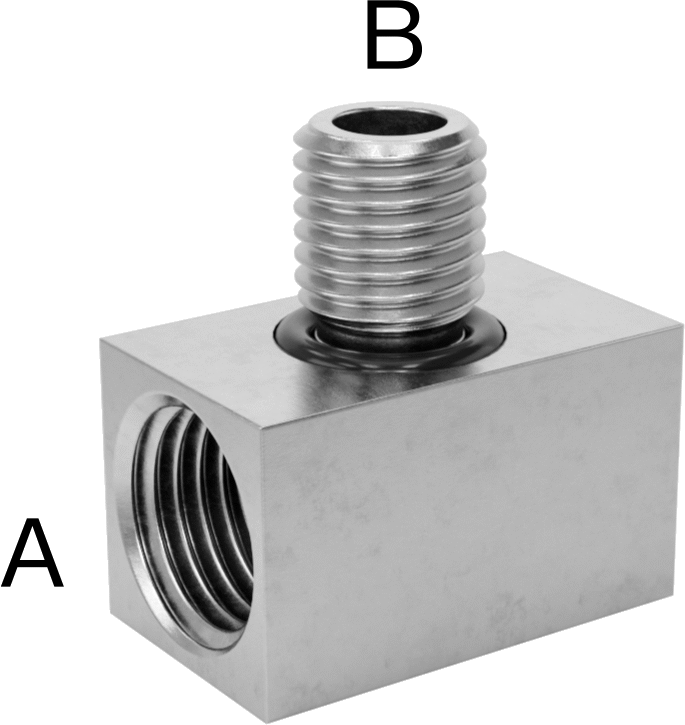 Minyatür Orta Basınçlı 303 Paslanmaz Çelik Boru Bağlantı Parçası, 90 Derece Adaptör, 1/4 NPT Dişi x M10 x 1,25 mm Erkek