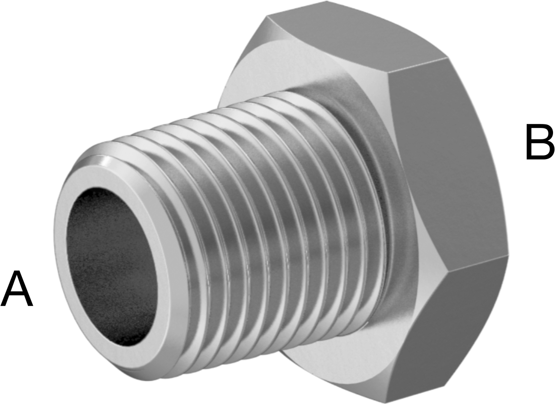 Minyatür Orta Basınçlı 303 Paslanmaz Çelik Boru Bağlantı Parçası, Burç Adaptörü, 1/8 NPT Erkek x 1/16 NPT Dişi